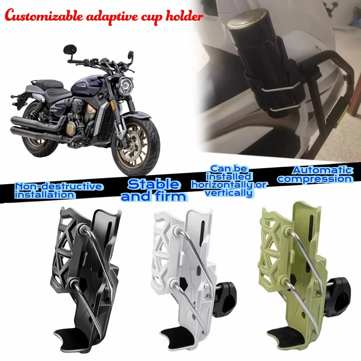 Motorcycle Universal Cup Holder 360° Adjustable Handlebar Bike Motorcycle Water Bottle Cage For Cycling ADV Motorbike