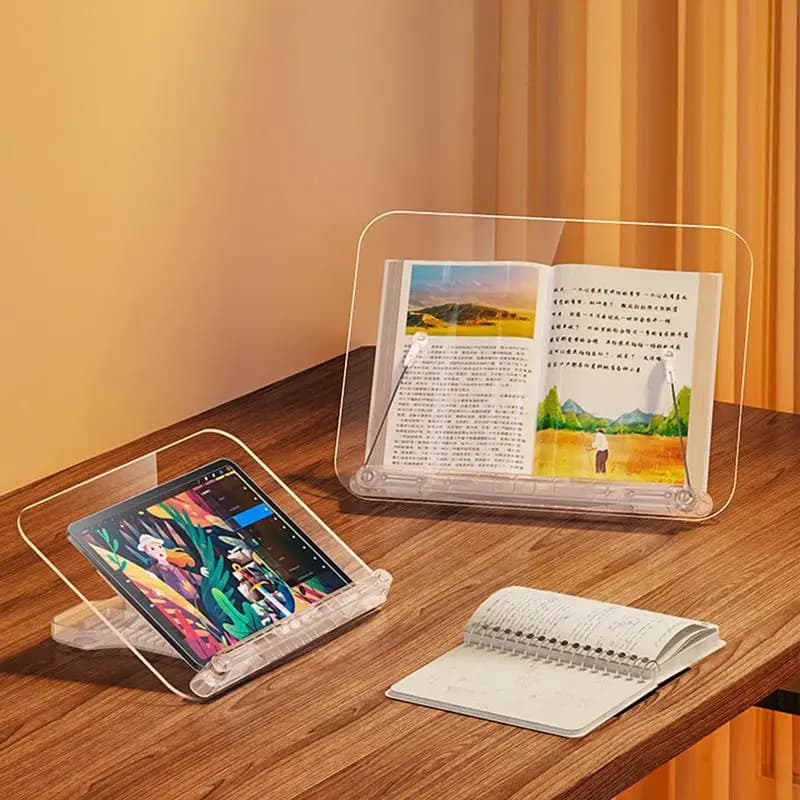 Supporto per libri per la lettura Supporto in acrilico Supporto per la lettura Strumento di supporto in materiale acrilico per tablet e laptop Ereader
