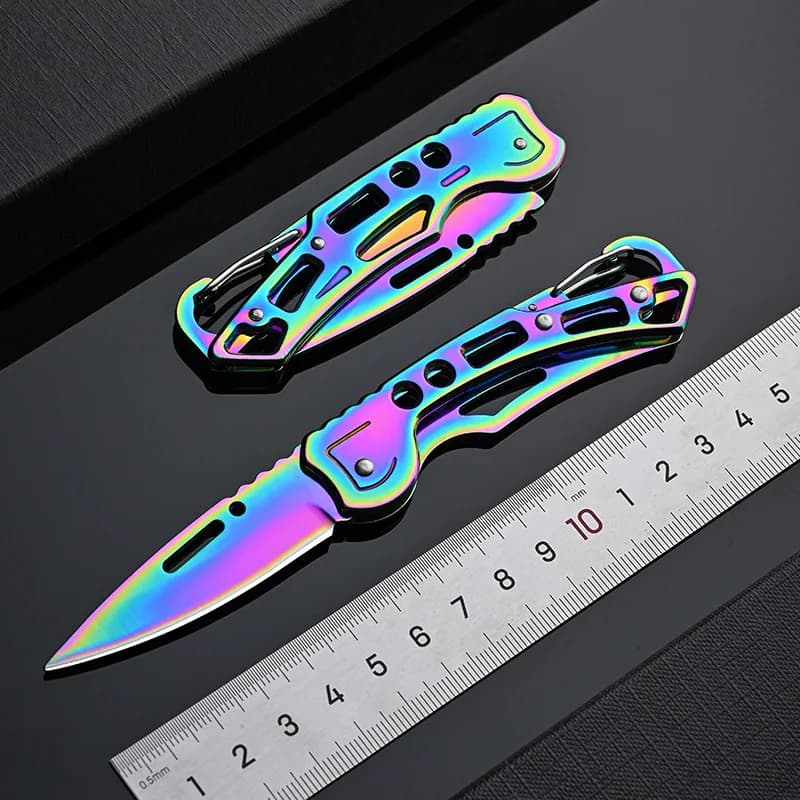 Stainless steel pocket knife folding knife titanium sharp knife EDC outdoor camping fruit kitchen knife survival knife Keychian