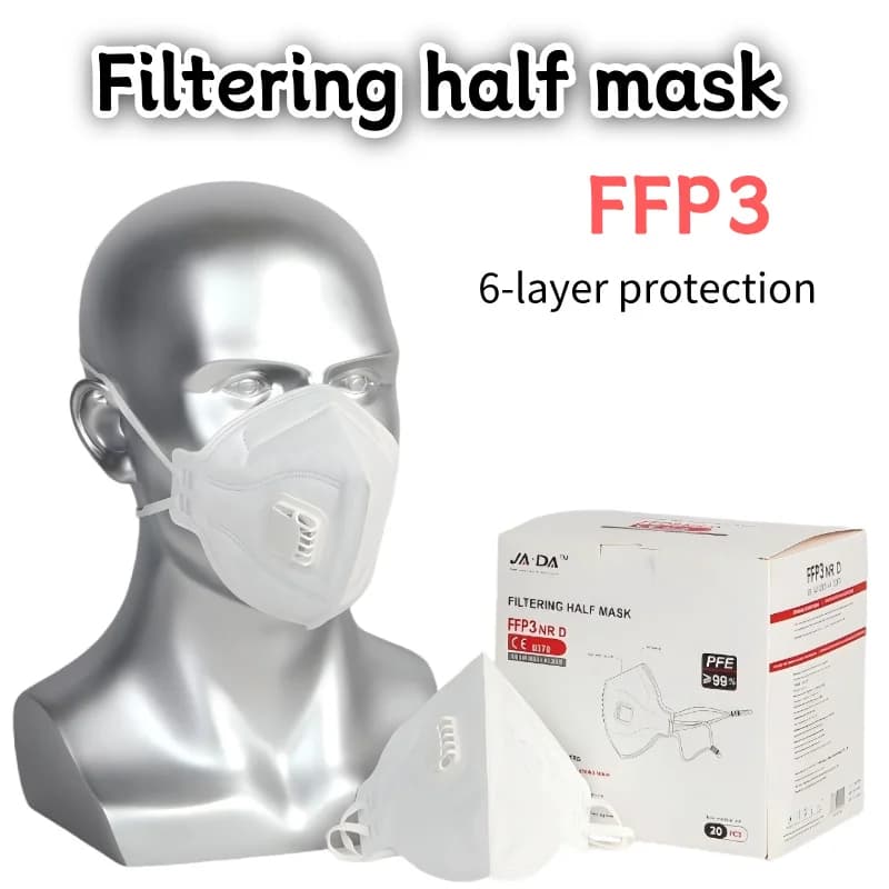 20pcs/box FFP3 NR Folding Mask with Air Valve 6-Layer EU CE Certification Face Masks for Adult