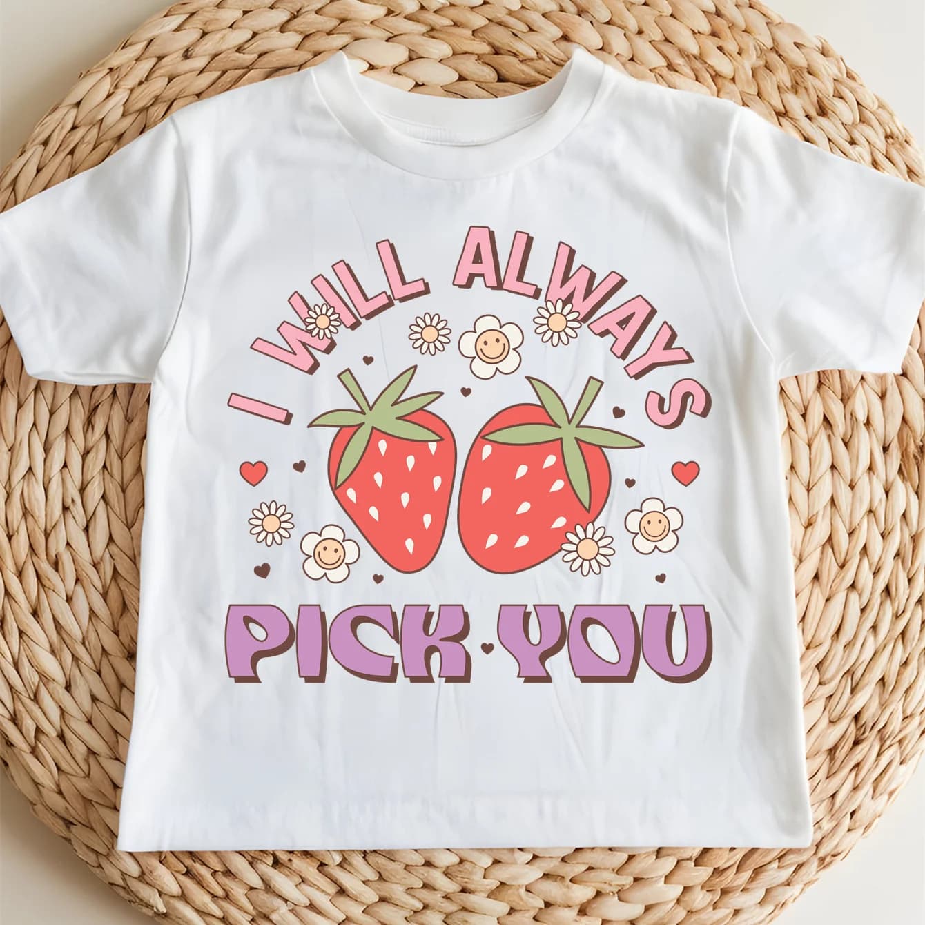 T-shirt per bambini con stampa di fragole dolci e carine in cotone al 100% T-shirt comoda per bambina T-shirt a maniche corte con scollo a O per esterni