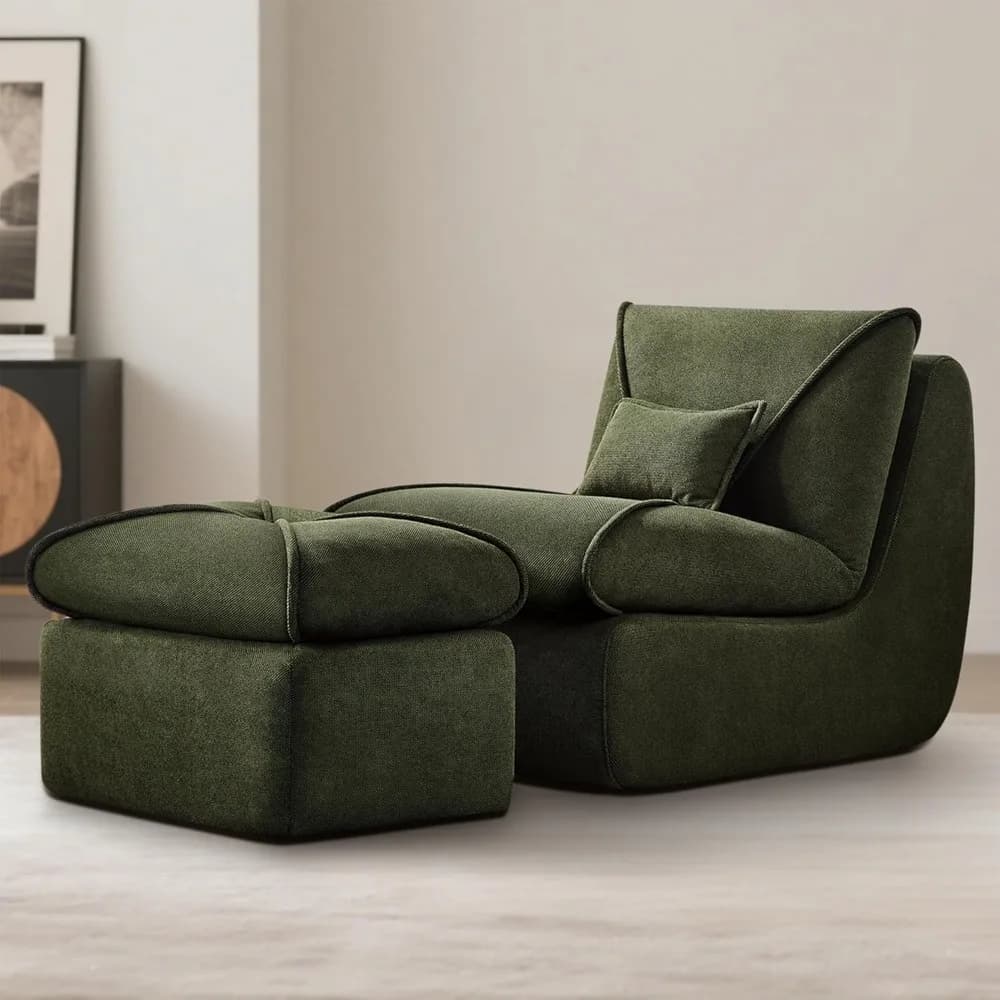 Poltrona a sacco per adulti con poggiapiedi Sedie a sacco grandi con sedie a sacco da gioco ottomane Divano in memory foam Pouf grande