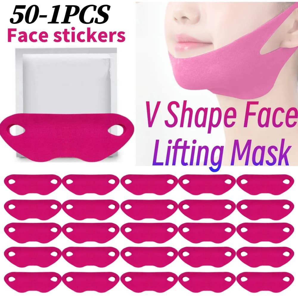 50-1 pz Maschera di Sollevamento Del Viso a Forma di V Viso Rassodante Maschera Dimagrante Mento Guancia Sollevare Benda Anti Invecchiamento Rimozione Delle Rughe Cura Della Pelle