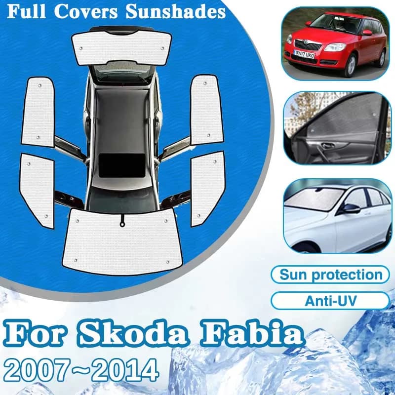 Finestre auto Visiera Per Skoda Fabia Accessori MG 2 5J 2007 ~ 2014 Parabrezza Anti-Uv Protezione Solare Tende Da Sole 2008 2009 2010 2011