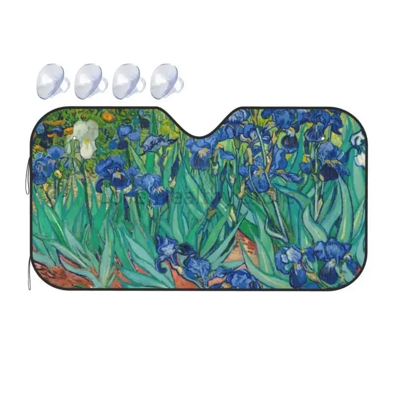 Irises By Oil Paintings Stampa Visiera parasole per auto Blocchi Raggi UV Protezione termica Parabrezza anteriore pieghevole Copertura parasole
