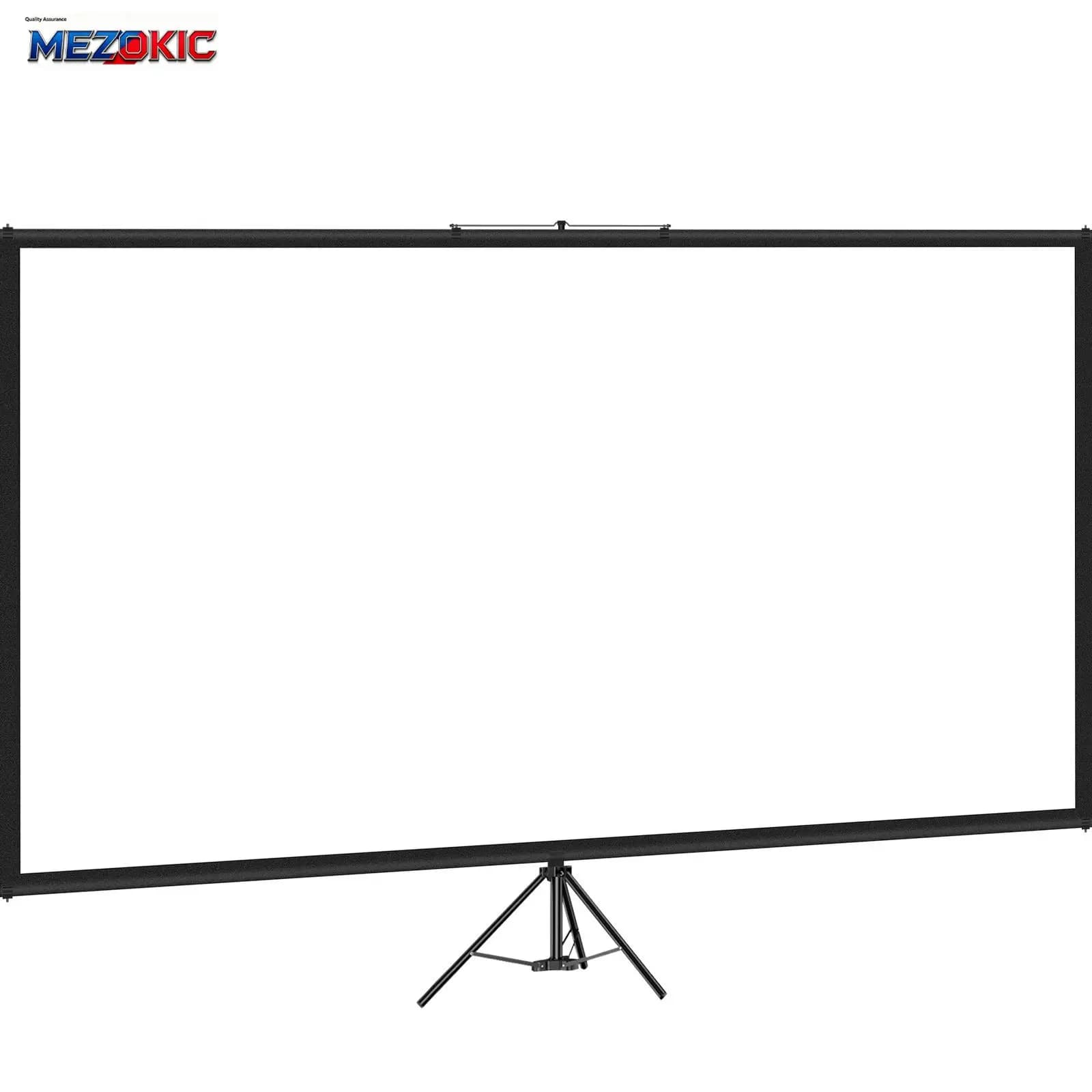 Tripod Projector Screen with Stand 90 inch 16:9 4K HD Projection Screen Stand Wrinkle-Free Height Adjustable Portable Screen for Projector Indoor & Outdoor for Movie, Home Cinema, Gaming, Office