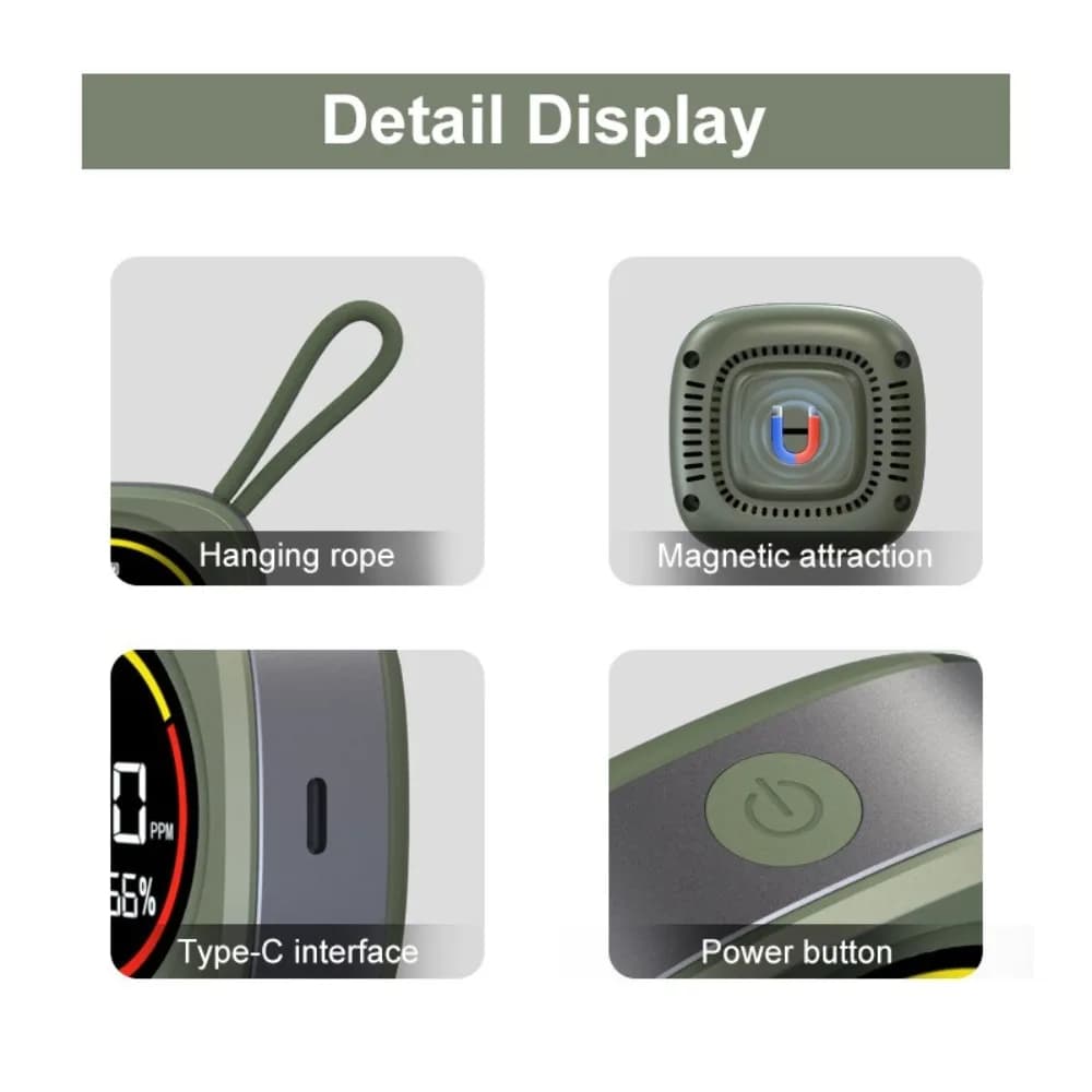 Rilevatore di Monossido di Carbonio 3 in 1 Ricaricabile con Display LCD ad Alta Definizione, Allarme CO e Monitor Magnetico per la Qualità dell'Aria in Garage
