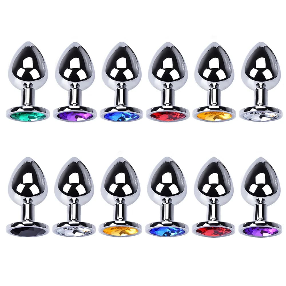 Mini Metal Plug XXS Small Anal Dilator for Adult Men Women Butt Plug with Round Crystal Female Masturbation Ano Sex Toys