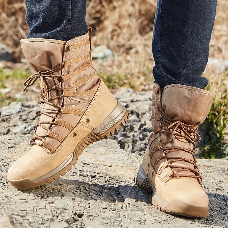 Hot Tattico Eu 38-46 Tubo Alto Desert Stivali Primavera Anti-usura Impermeabile Scarpe Da Trekking All'aperto Donne Pesca Caccia Scarpe Da Ginnastica Da Uomo