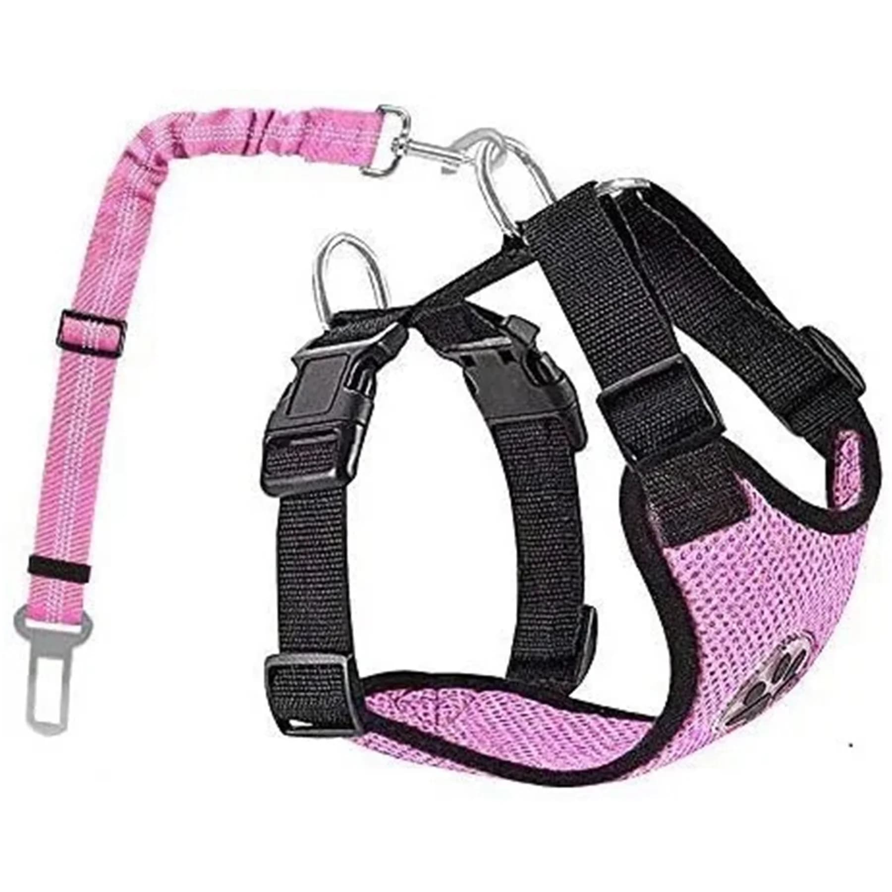 Set di cinture di sicurezza per imbracatura per auto per cani, imbracatura per gilet per cani regolabile con rete traspirante e cintura di sicurezza per veicoli con elastico