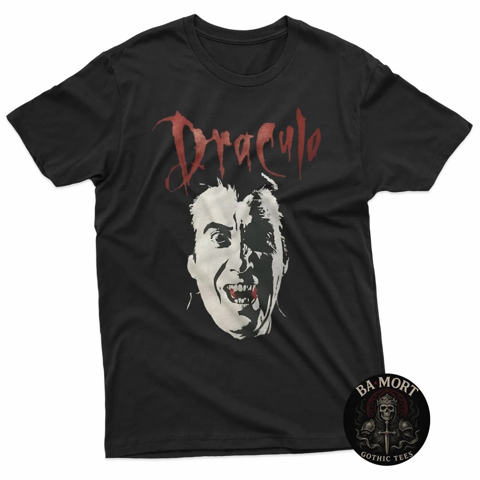 T-shirt vintage con stampa gotica di vampiri per uomo e donna