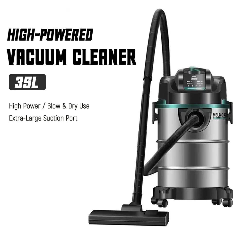 Industrial Bidone Vacuum Cleaner for Solids and Liquids 35L/38L/48L, 9500W, Powerful Suction, Stainless Steel, for Cleaning and Home Renovation