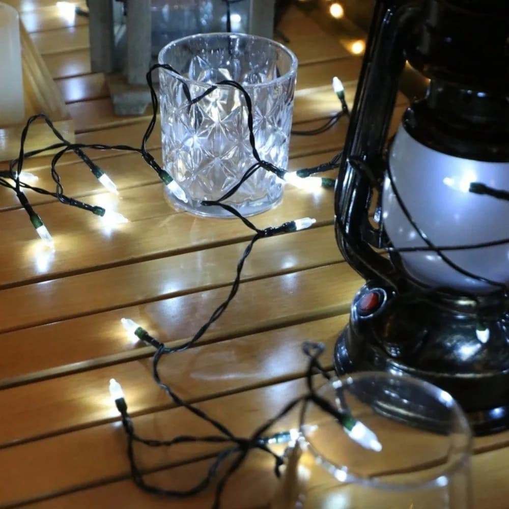 Luci Natalizie Multicolore a Batteria per Albero di Natale, Filo Verde, Mini Luci a Stringa Impermeabili a LED