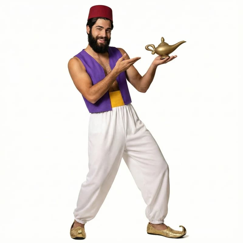 Costume by Aladino for Adults, Costume by Genio Magico, Arab Prince for Halloween, New Year, Carnival, Birthday Celebrations and Shows