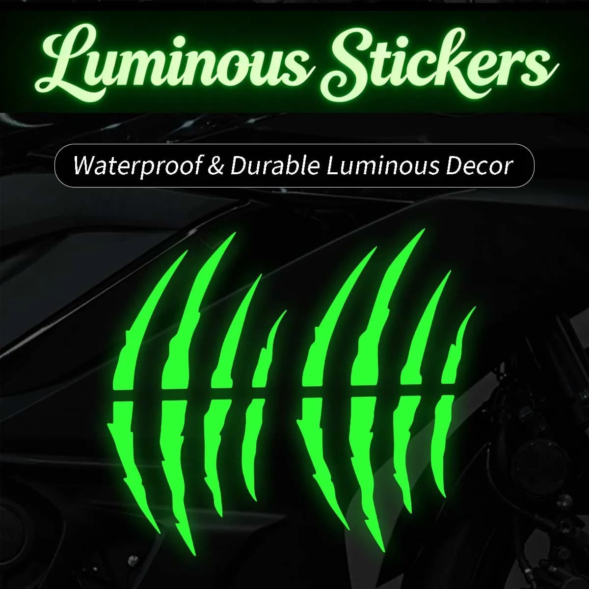 Claw Scratch Pattern Luminous Motorcycle Stickers Moto Bike Helmet Side Box Body Car Window Decorative Vinyl Decals Accessories
