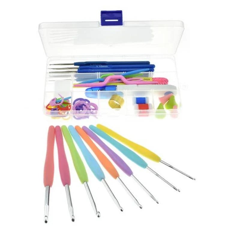 100 set 16 pz/set Uncinetti Aghi Kit Maglia Punti di Lavoro A Maglia Mestiere Caso nella Custodia Filato Gancio Punto Tessuto Accessori