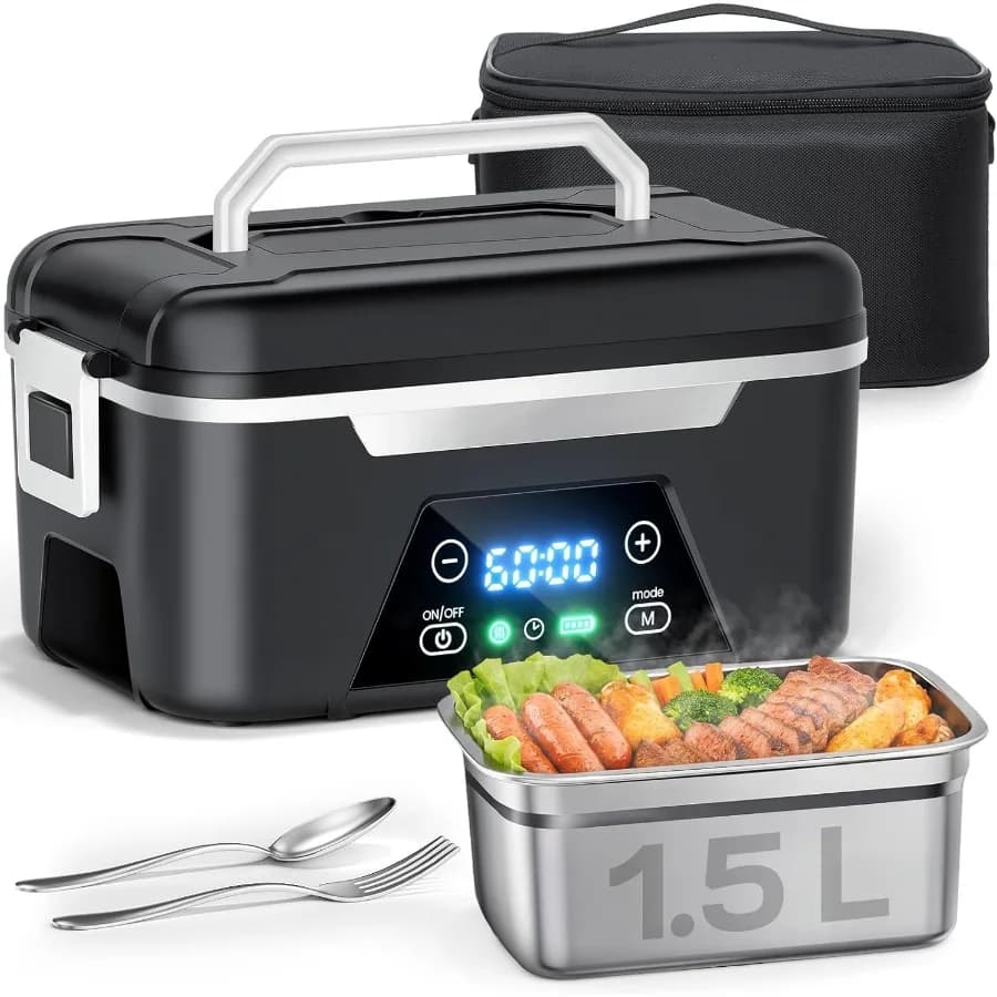 Lunch Box riscaldato senza fili per adulti 1.5L 6 tazze Lunch Box elettrico ricaricabile alimentato a batteria con riscaldamento programmato Automat