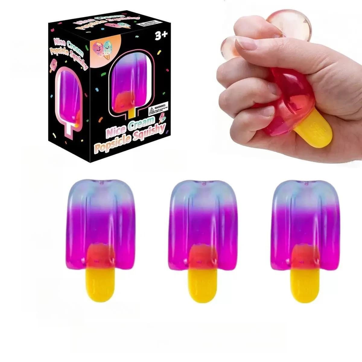 Cube Antistress Soft Ice Shape with Rainbow Gradient, Mixer Toy to Relieve Stress and Anxiety, Spremere Object for Concentration and ADHD Population