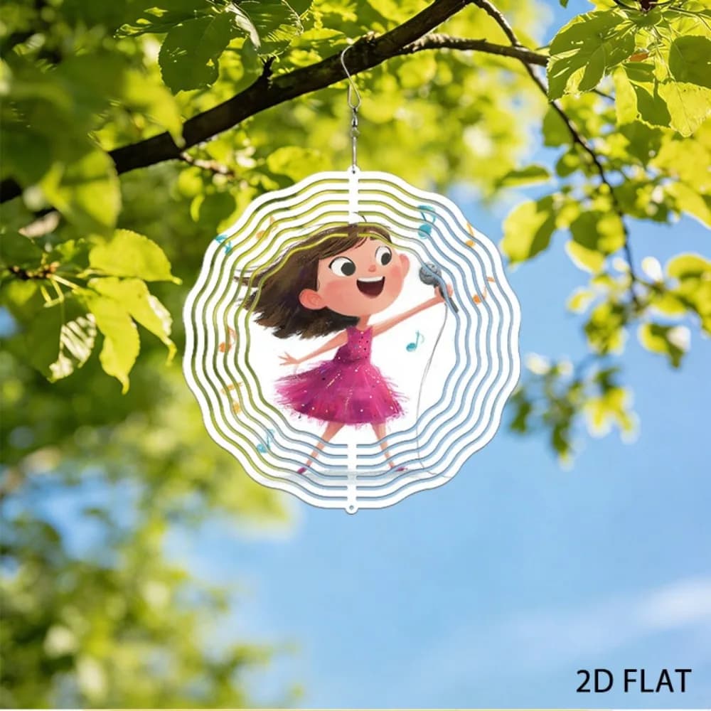 Wrought Iron Wind Chimes Dynamic Girl Outdoor Garden Decor 9.8in