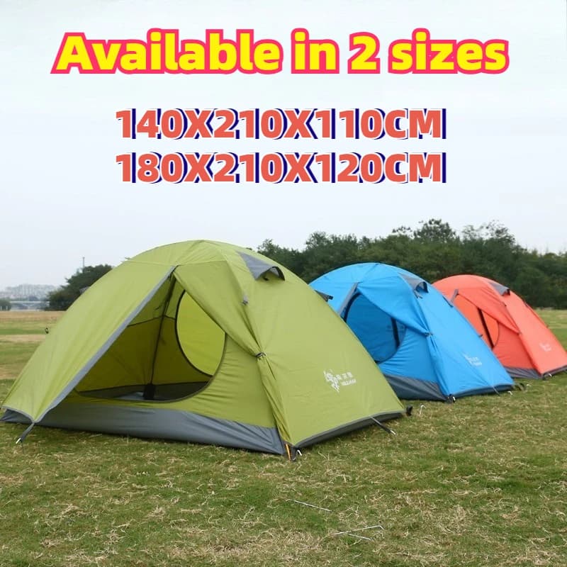 2-4 Person Camping Tent with Aluminum Poles Double Layer Waterproof UV Protection for Outdoor Hiking Family Backyard Use