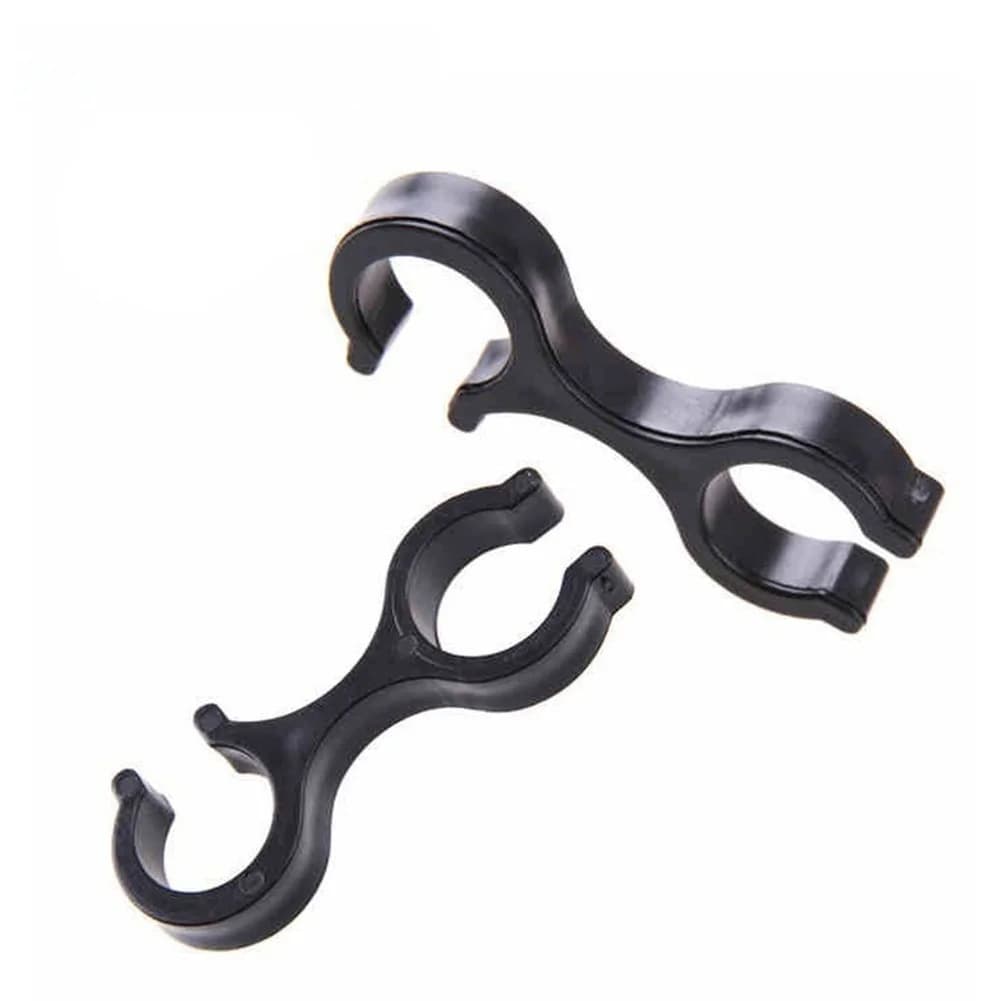 Fixing 8 for trekking poles, hiking stick clips, 18 mm inner diameter, light, non-slip, black plastic