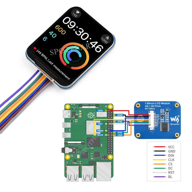 1.69 inch STM32 LCD Display Module 240×280 resolution ST7789V2 SPI/IPS driver for Arduino/Raspberry Pi