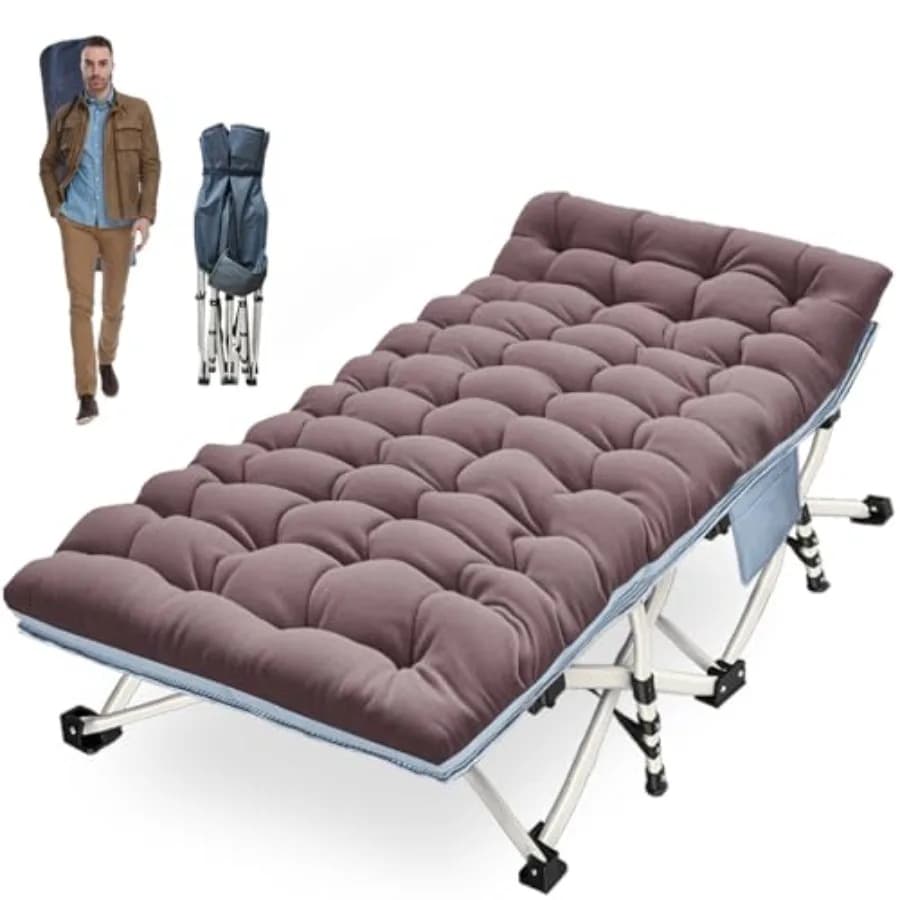 Lettino da campeggio XXL, lettino oversize con materasso confortevole, lettini da campeggio extra large per adulti, lettino con borsa per il trasporto inclusa.