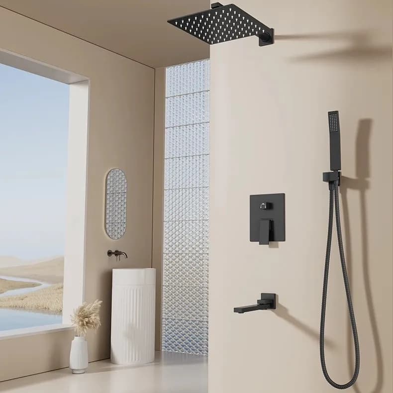 Full Copper Concealed Embedded Shower Set, Hidden Wall Mount Shower Mixer Valve Body for Household Bathroom