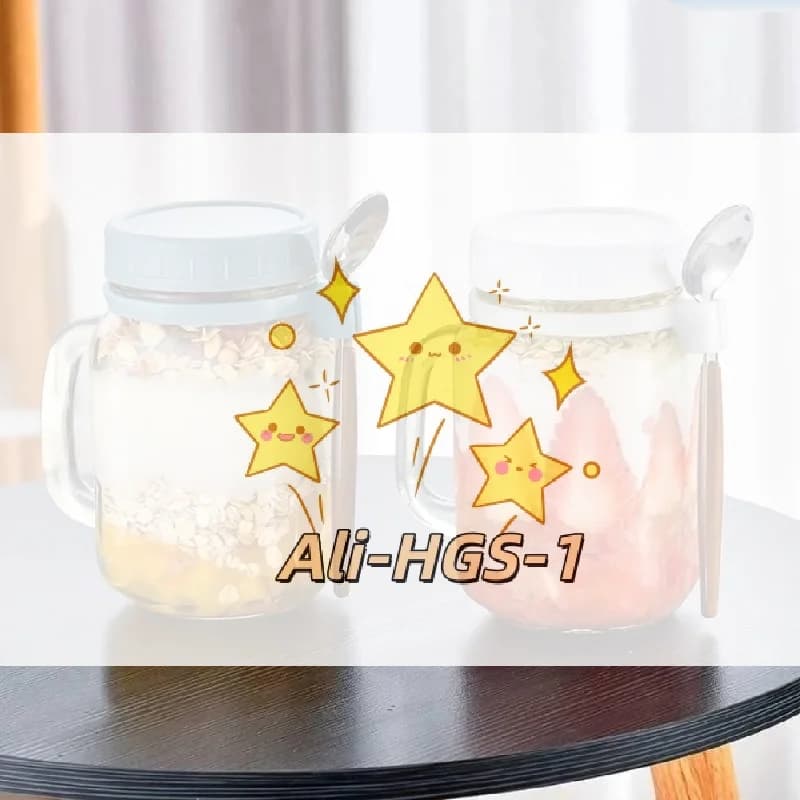 Barattolo in Vetro da 500ml per Overnight Oats con Coperchio e Cucchiaio, Contenitore Perfetto per la Preparazione dei Pasti e per la Colazione