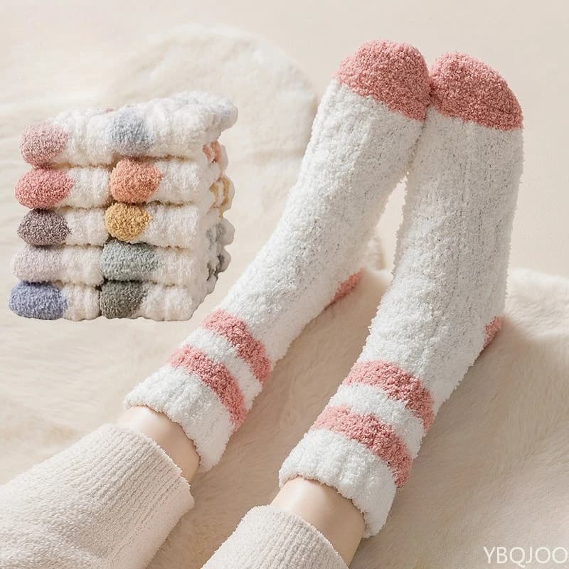 10 paia di calzini da donna in peluche a tubo centrale ispessito, calore invernale, corallo, soffici, tinta unita, morbidi e confortevoli, calzini da pavimento per dormire