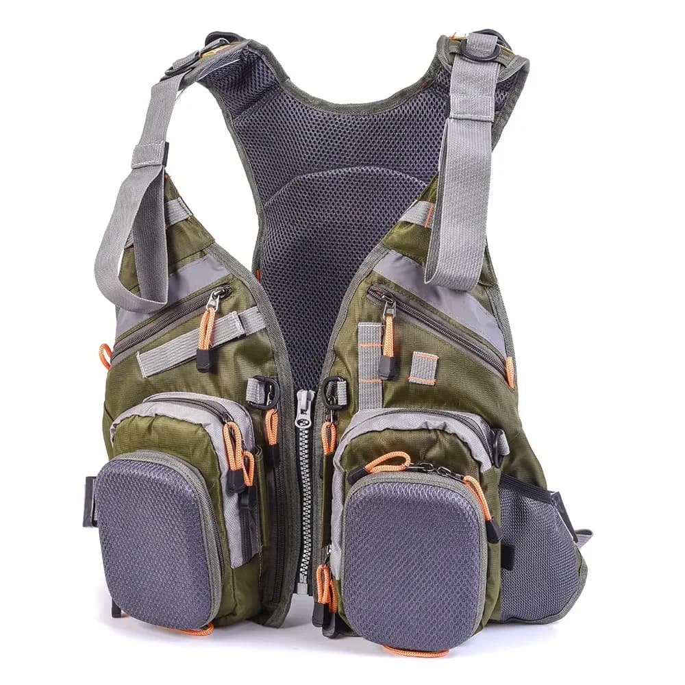 SSO Gilet da pesca + giubbotto di salvataggio + zaino, giubbotto di salvataggio multifunzionale pesca a mosca, zaino, multitasche