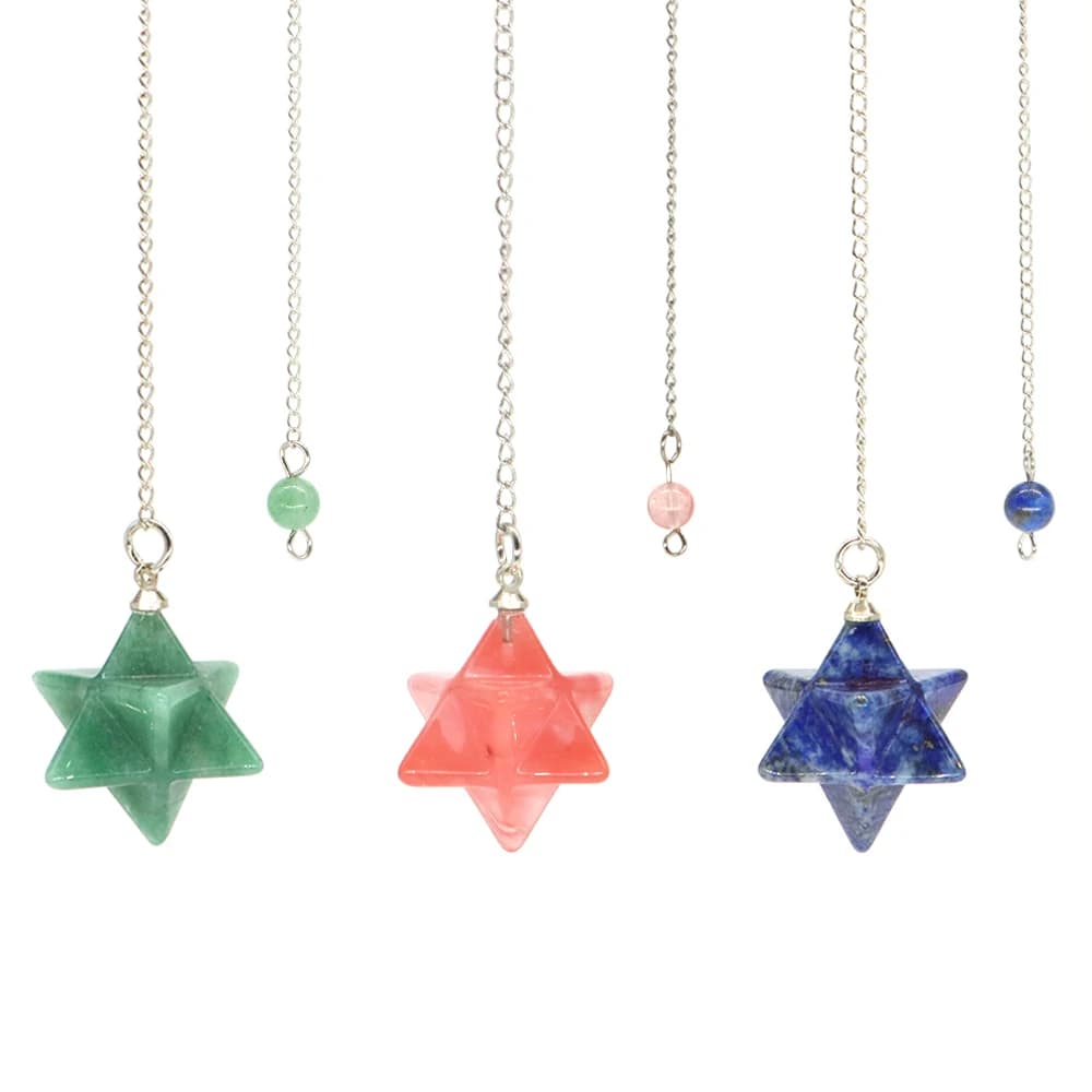 Pietre naturali da 13 mm Merkaba Stella Pendolo Reiki Guarigione Cristallo Occhio di tigre Quarzo Gemme per Divinazione Dowsing Pendulo Stregoneria