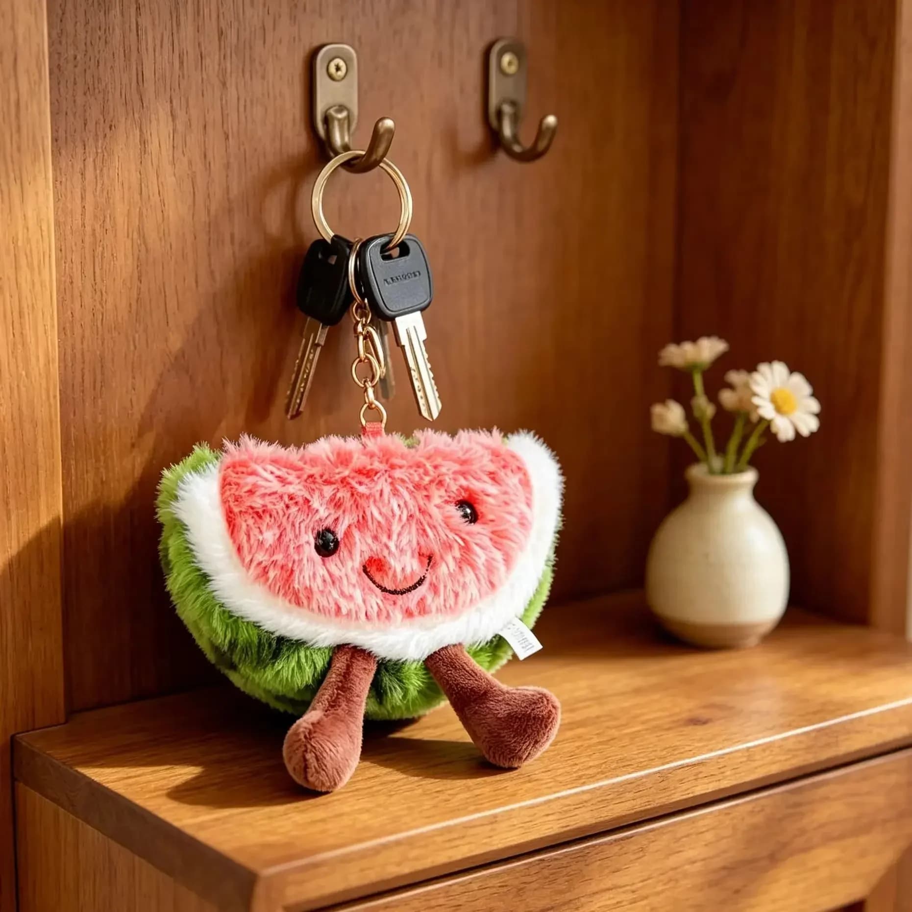 1pc Cute Watermelon Plush Keychain Smiling Fruit Doll Bag Pendant Random Color Metal Clasp Portable Backpack Hanging Ornament Birthday Party Favor Holiday Exchange Small Gift