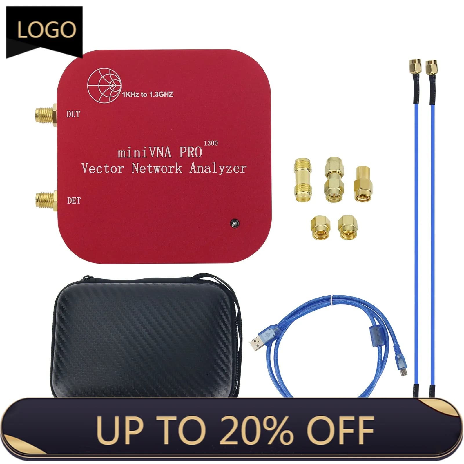 Set di analizzatori di rete vettoriale MiniVNA PRO 1300 da 1KHz a 1,3GHz per corrispondenza antenna lettore di schede RFID NFC 13,56 MHz