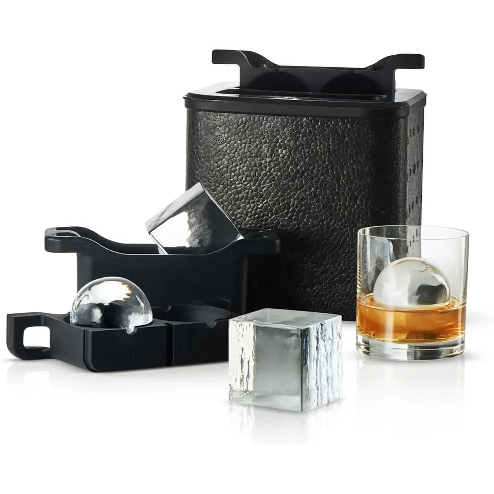 Set Doppio di Stampi per Cubetti e Sfere di Ghiaccio Trasparenti per Whisky Premium, Cocktail e Bourbon