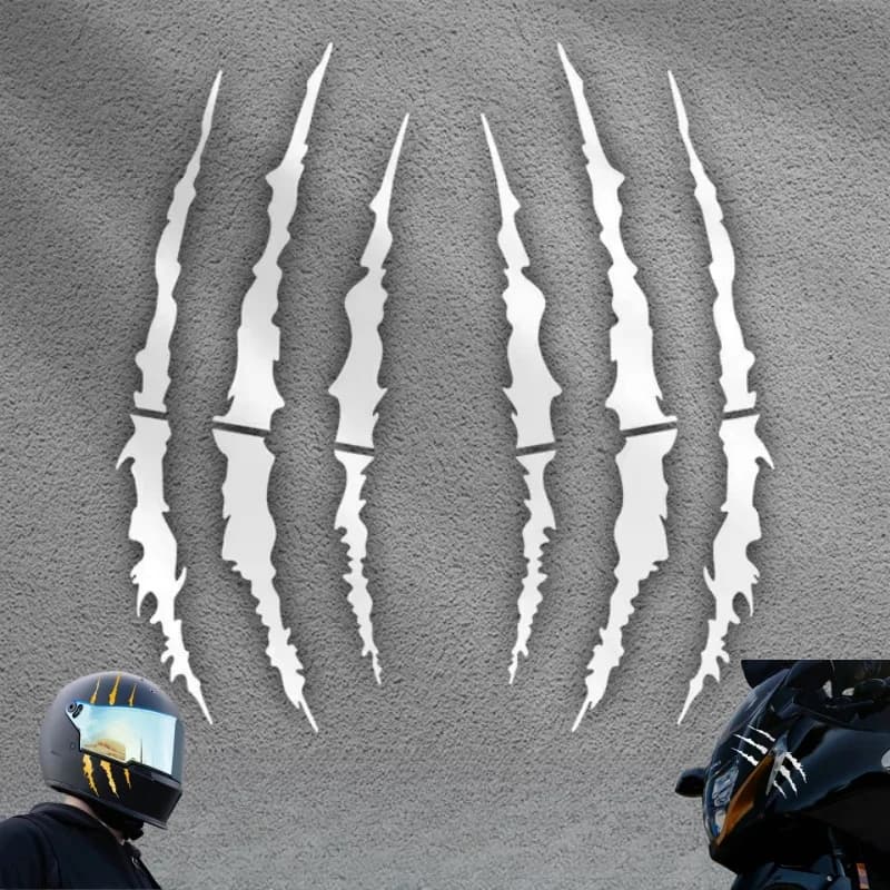 2 motorcycle claws stickers, high grip vinyl decals for motocross helmets and bike equipment, universal diy