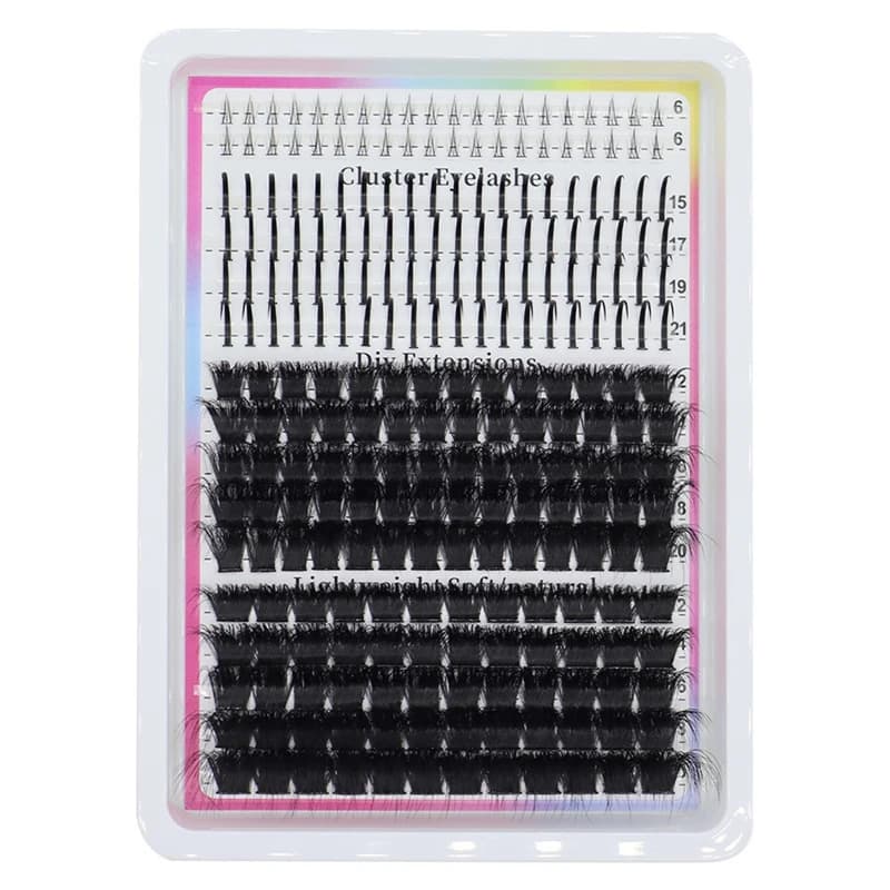 Facade style 3D fake eyelash set with 16 rows of soft and curled eyelashes - Top and bottom half-light shape for beautiful eyes