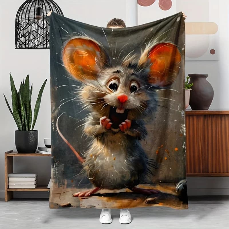 Coperta in flanella con stampa topo cartone animato: adorabile, morbida, durevole, ipoallergenica, perfetta per i piselli, campeggio, viaggi, accogliente regalo per la casa