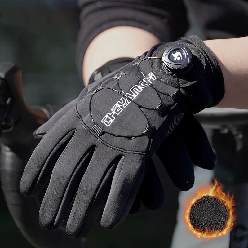 YANBIGUO Men winter cycling gloves with touch screen Waterproof windproof gloves adjustable for outdoor motorcycle skiing