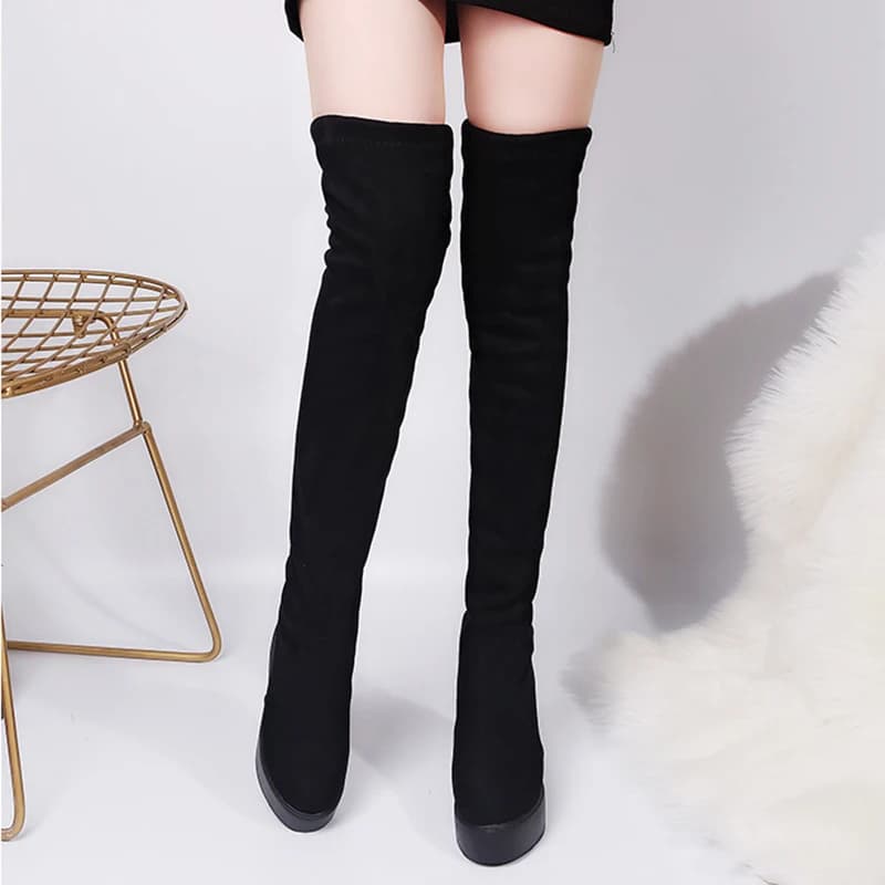 Maogu Warm Plush Women's Winter Thigh High Boots for Women Platform Shoes 2023 Fashion Hidden Heel Woman Long Over-the-knee Boot