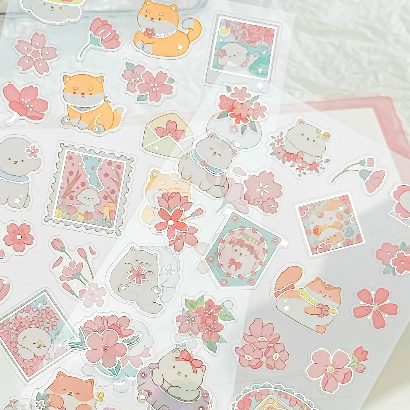 Importazione coreana originale NEKONI Sakura Animali Cherry Blossom Decor Adesivi Scrapbooking Fai da te Journaling Simpatici adesivi di cancelleria