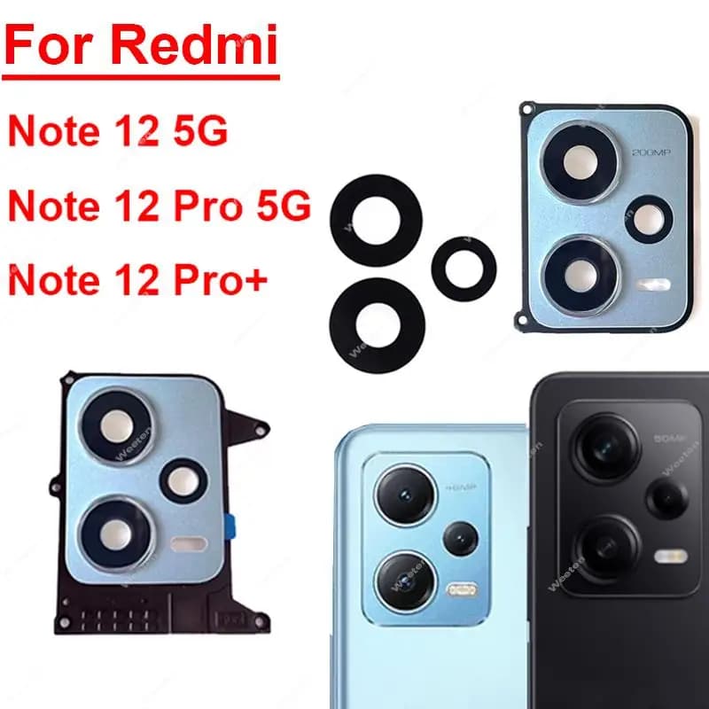 Cornice dell'obiettivo in vetro della fotocamera posteriore per Xiaomi Redmi Note 12 5G Note 12 Pro Plus cornice dell'obiettivo della fotocamera posteriore supporto per copertura in vetro dell'obiettivo posteriore