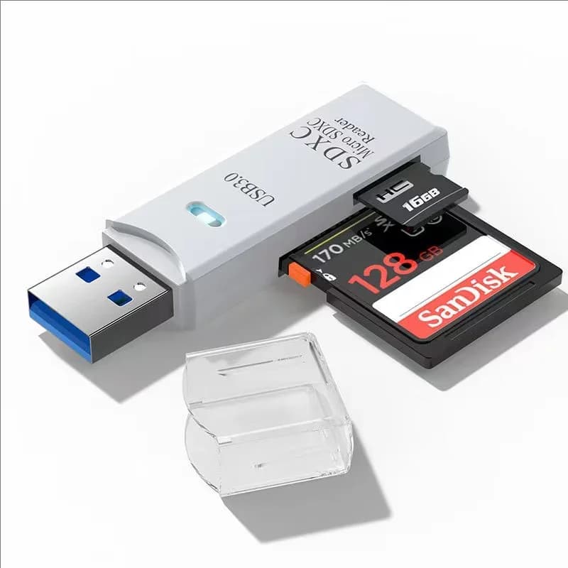 Lettore di schede USB 2-in-1, adattatore per schede di memoria SD/TF, chiavetta USB per PC e laptop