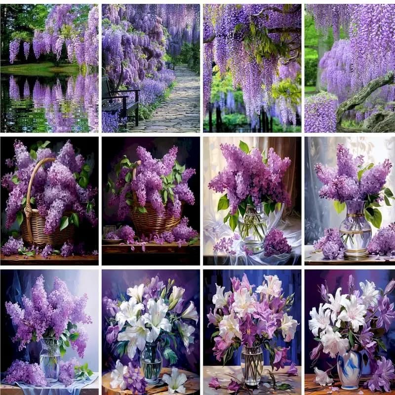 GATYZTORY Painting By Numbers Flowers Landscape Picture Acrylic Paint Hand Painted Oil Painting Package Gift Home Decor Wall A