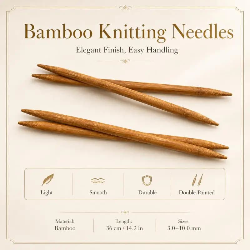 4/2Pcs 3-10mm Bamboo Double Pointed Knitting Needles Brown Crochet Hooks 36cm DIY Weaving Tool