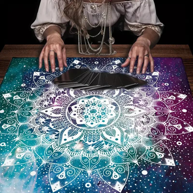Tovaglia per tarocchi con mandala blu, tovaglia per fiori, vita, per tarocchi, cielo stellato mistico, panno per altare Wicca, gioco di carte