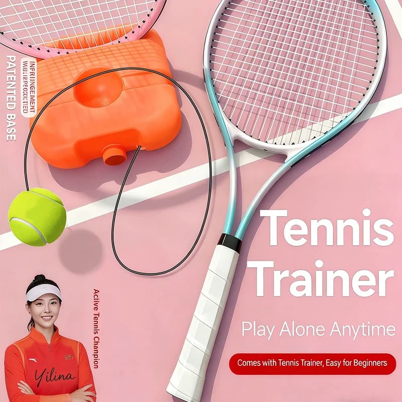 Training base Tennis Individual with Elastic Corda and Ball, Professional trainer for Rebound Tennis, with integrated racket