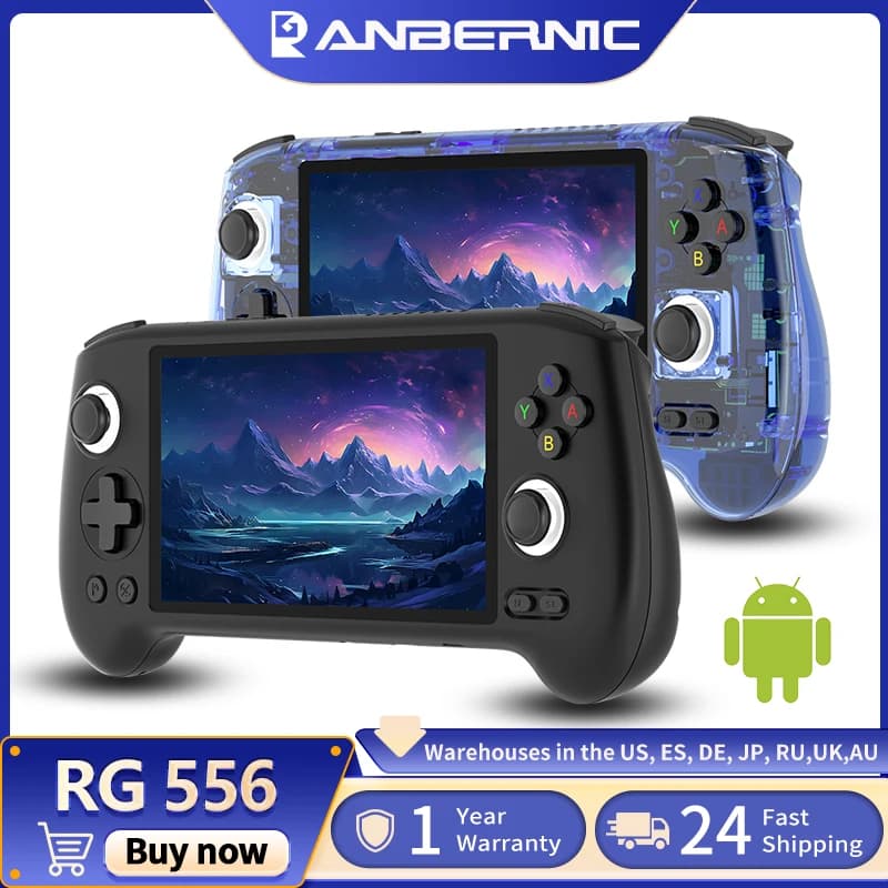 Anbernic RG556 Portable Game Console 5.48 inch AMOLED Screen Unisoc T820 Android 5500mAh WiFi video game reader AI 1080p Out Gift