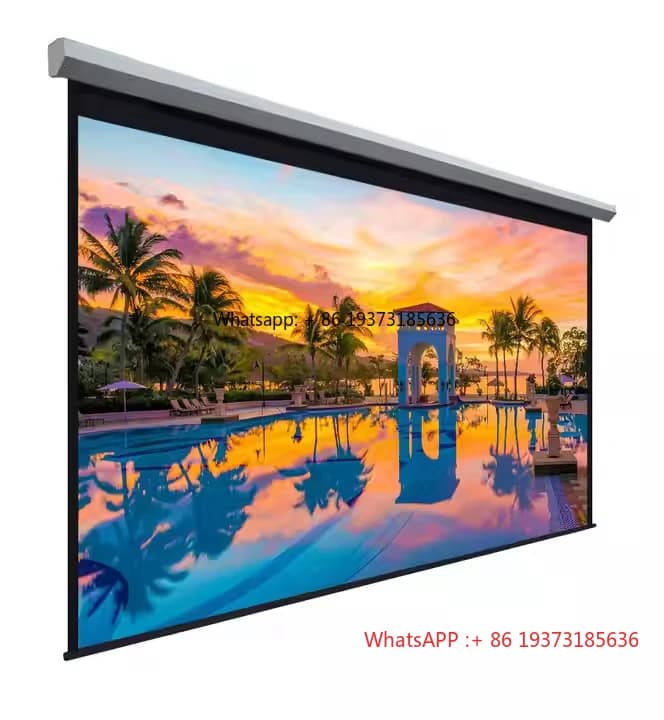 Schermo per proiettore elettronico per film da 100 pollici con telecomando Schermo di proiezione motorizzato 16:9 HD 4K per interni per Home Cinema