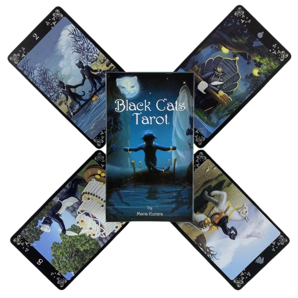 Carte dei tarocchi dei gatti neri A 78 Oracle English Visions Divination Edition Borad Playing Games